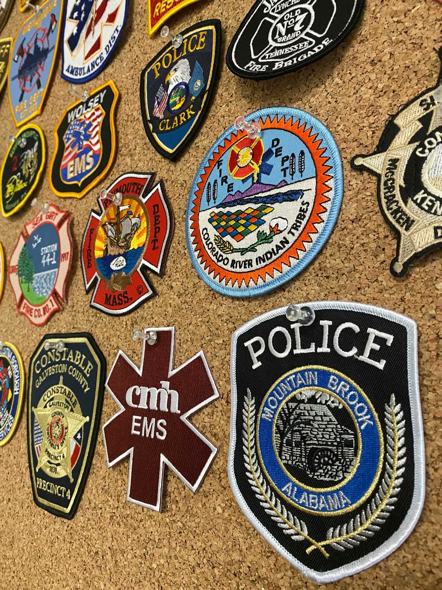 tangotangoinc's tweet photo. Adding more patches to the wall. A huge thanks to  Mountain Brook Police Department for the addition.

#fire #police #ems #ema #healthcare #hospital #firstresponders #radio #firstresponder #firstnet #ptt #emergency #policeman #publicsafety  #neverleaveyourteam https://t.co/AIiWagxIrX