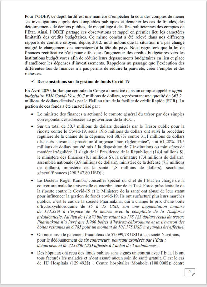 StanysBujakera's tweet photo. #RDC: "Nous soutenons la Cour de Comptes et ses rapports de contrôle exercice 2020, demandons à la justice la mise en examen de toutes les personnalités citées dans le tripatouillage de 50,7 millions $ du FMI affectés au Covid-19: de la Présidence au gouvernement", (ODEP) https://t.co/DVI4x4kU9M
