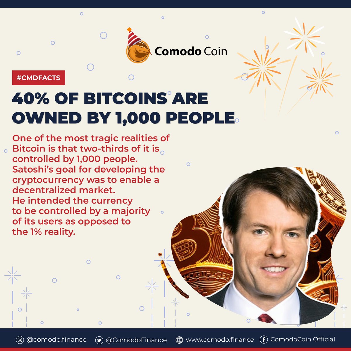 ComodoFinance's tweet photo. Did you know that 40% of Bitcoins are owned by 1,000 people? Have a look at the infographics below to know more about this surprising Bitcoin fact! 💎💰

#CMDFacts #BSCGems #BSC #CMD #learncrypto https://t.co/88GJT0PUlF