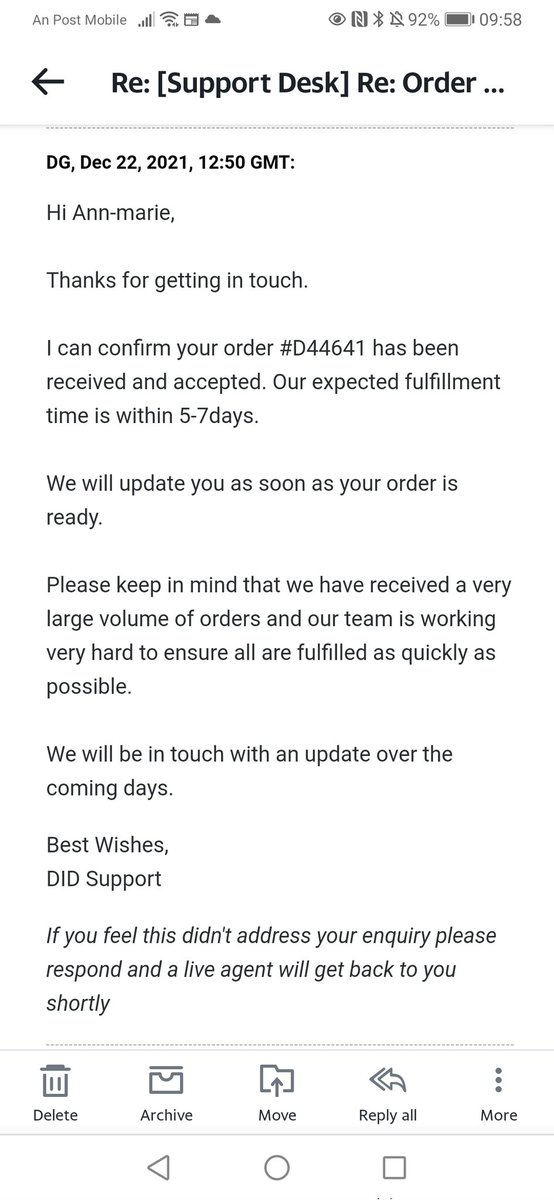 2ndburkie's tweet photo. @DIDElectrical I placed an order on Dec 18th, emailed on 22nd and was told 5-7 days, still no sign of when I can expect delivery. Please advise. https://t.co/hipjuMZfq7