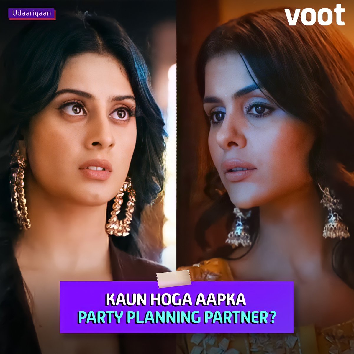 justvoot's tweet photo. 1 day to go for your New Year’s Eve party,
jaldi jaldi choose karo Jasmine ya Tejo?🎉👯‍♂️

#Udaariyaan #UdaariyaanOnVoot #Voot #WatchForFree #NonStopEntertainment https://t.co/AxdoMNLSXZ