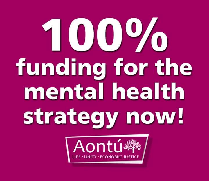 AontuIE's tweet photo. We demand a fully funded Mental Health Strategy in line with support organisations and the Mental Health Champion! SF MLAs telling people they delivered when £120m is clearly needed every year and the Executive has allocated a max of £80m! #delivernow https://t.co/QIsa0JR369