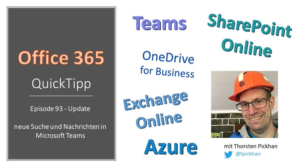 Last week in Epsiode 39 of my #Office365 #QuickTipp series, I had some problems with the new #SearchExperience in #MicrosoftTeams when I searched for messages. It is solved and I've uploaded a short update video about the new #MessageSearch in #Teams 👇
ogy.de/uudm