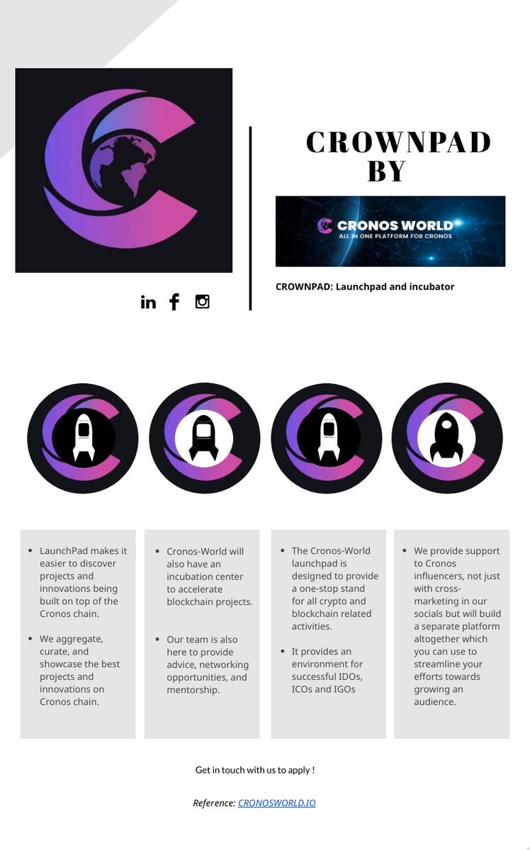 kafirsushant's tweet photo. Introducing CROWNPAD by @Cronos_World
#CronosWorld #CRO $CROWN #CronosWizards #Launchpad #ICO #Defi #web3
https://t.co/5VQtj18lbG https://t.co/5d9P9Z7BzG