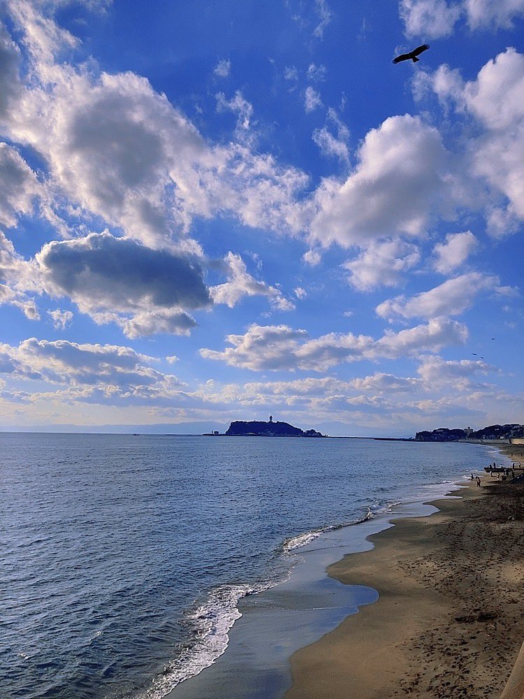 flashlpoint's tweet image. 今年最後の海、鎌倉@七里が浜　残念ながらno surf オンショアが心地よい冬休み初日の午後☕️