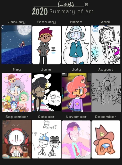 Here was last year's!! I stopped drawing with my fingers around November of 2020. I had an old tablet lying around and decided to use it again 