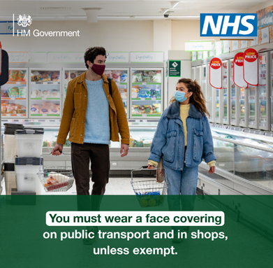 WalsallCouncil's tweet photo. Wearing a face covering indoors, in busy outdoor areas and on public transport helps protect you and others from COVID-19. https://t.co/iNup8TuXgz