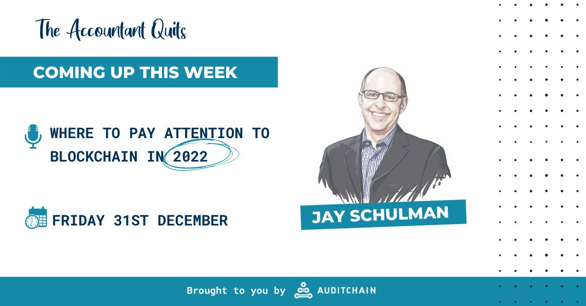The Accountant Quits (@accountantquits) on Twitter photo Jay Schulman <a href="/jschulman/">Jay Schulman</a>, the Blockchain Leader at <a href="/RSMUSLLP/">RSM US LLP</a> joins in on the last episode of 2021 to discuss where to pay attention to #blockchain in 2022 
Buckle up for a wide ranging conversation on #daos, #nfts, #web3 #cryptocareers and much more 🤓 Jay Schulman <a href="/jschulman/">Jay Schulman</a>, the Blockchain Leader at <a href="/RSMUSLLP/">RSM US LLP</a> joins in on the last episode of 2021 to discuss where to pay attention to #blockchain in 2022 
Buckle up for a wide ranging conversation on #daos, #nfts, #web3 #cryptocareers and much more 🤓