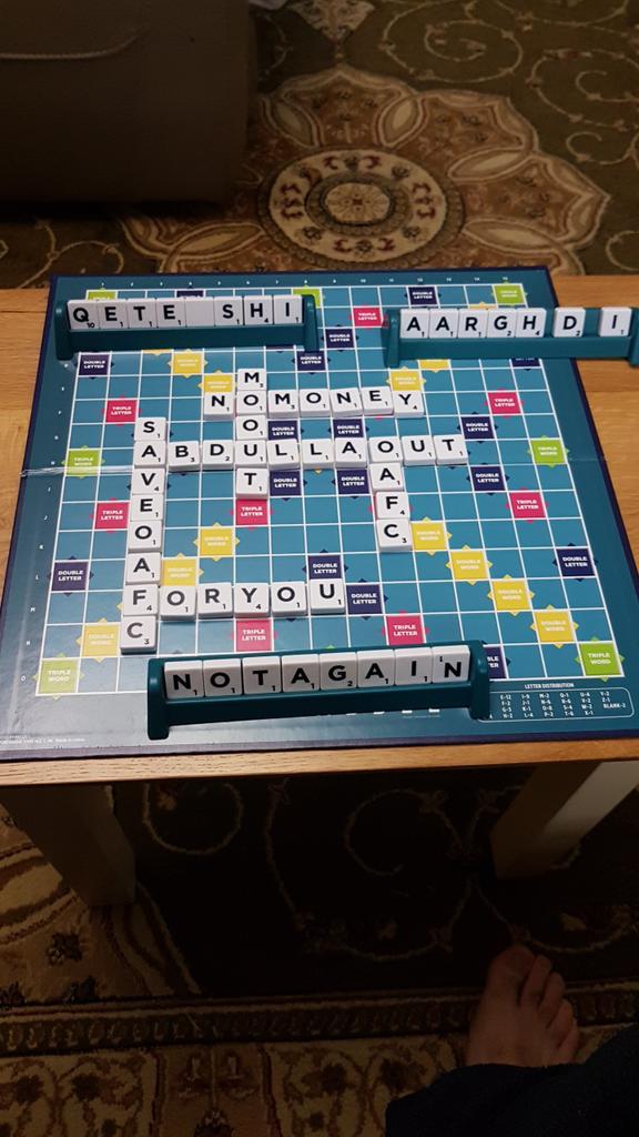 Steve17249's tweet photo. @OfficialOAFC @BarrowAFC No thanks, and won't until you show supporters some respect and actually communicate with what the Hell is going on, otherwise family scrabble it is. #oafc #abdullahout https://t.co/gbhfRZ6mhE