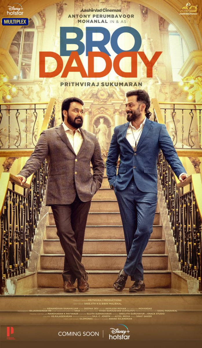 AbGeorge_'s tweet photo. Here is #BroDaddyFirstLook 

@DisneyPlusHS FDFS 2022 Republic weekend 🎉

@Mohanlal @PrithviOfficial https://t.co/EDvC2Ob1Xq