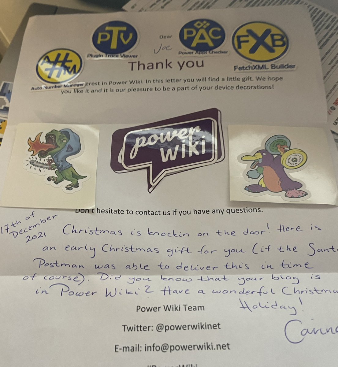 joejgriffin's tweet image. Wonderful to receive this fantastic Christmas present from @powerwikinet and @CarinaMClaesson, with some bonus @rappen stickers thrown in 😍😍 Thank you for sending and for including my blog on the Wiki! Check out the site below if you haven’t already:

powerwiki.net