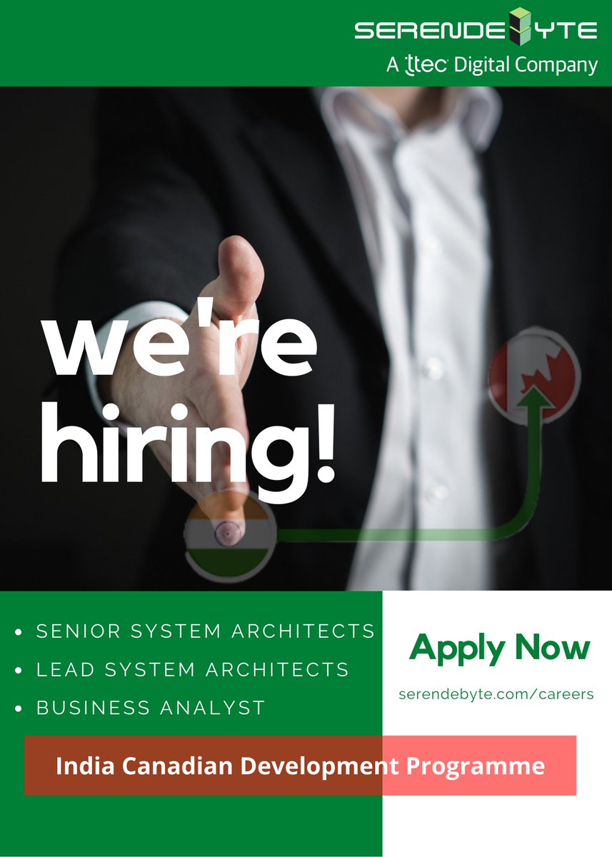 SerendebyteInc's tweet photo. Business Analysts, Senior System Architects or Lead System Architects who have a dream to work in Canada, here is an opportunity for you. Follow the link below to apply for our India Canadian Development Programme.

Apply: https://t.co/Glx2qedpOK
FAQs: https://t.co/vrjTZt0Hd1 https://t.co/UqqOgFEr8S