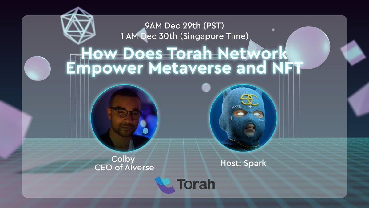 AIVerse_ai's tweet photo. Our CEO @ColbyAIVerse will discuss #Metaverse and #NFT with #Torahnetwork 🎉
@torah1network
⏰at 1am Dec 30th(SGT) https://t.co/Cv5szjE5pr