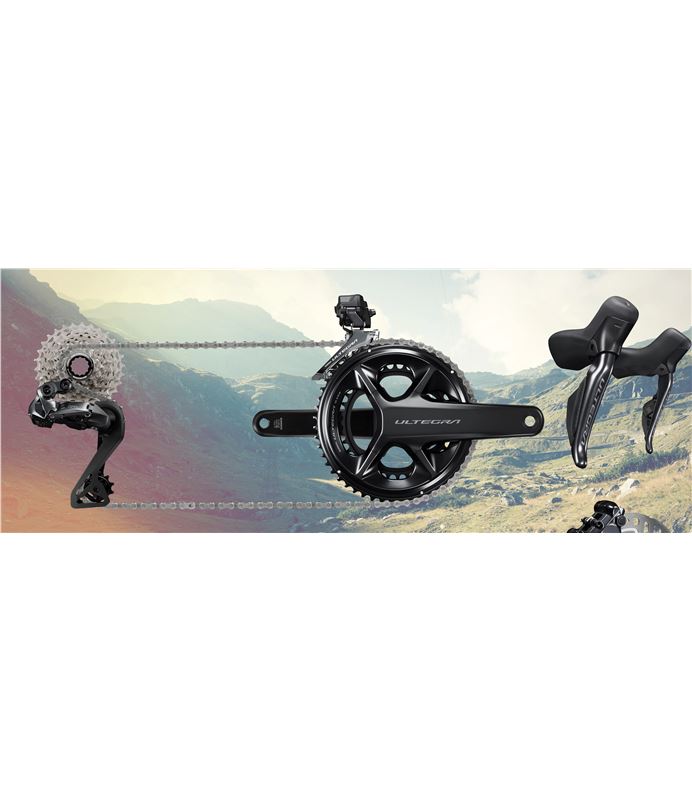SHIMANO GRUPO COMPLETO ULTEGRA R810 50/34 12V 11-30
Tu bicicleta con 12 velocidades y mandos inalámbricos