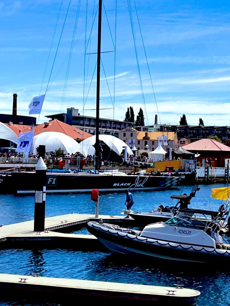 nomorewarSarah's tweet photo. So grateful I was in Hobart today to see the winning yacht Black Jack at Constitution Dock today #christmastime #SydneytoHobart #ConstitutionDock #supermaxis https://t.co/KwtJhgiHh7
