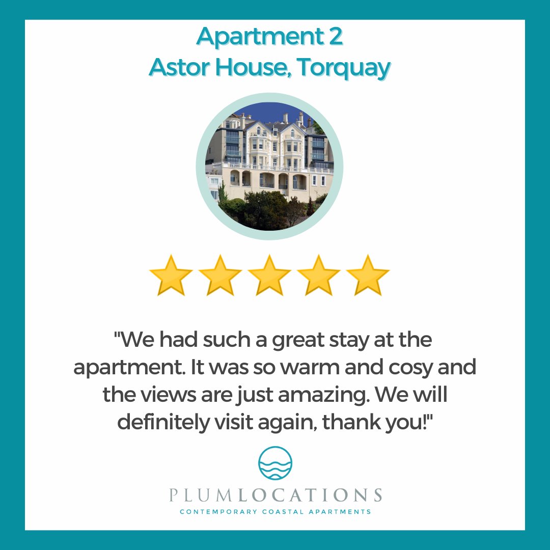 ⭐️⭐️⭐️⭐️⭐️
One of our recent 5 star reviews, from a guest who stayed in Apartment 2, Astor House #torquay #Review #Feedback