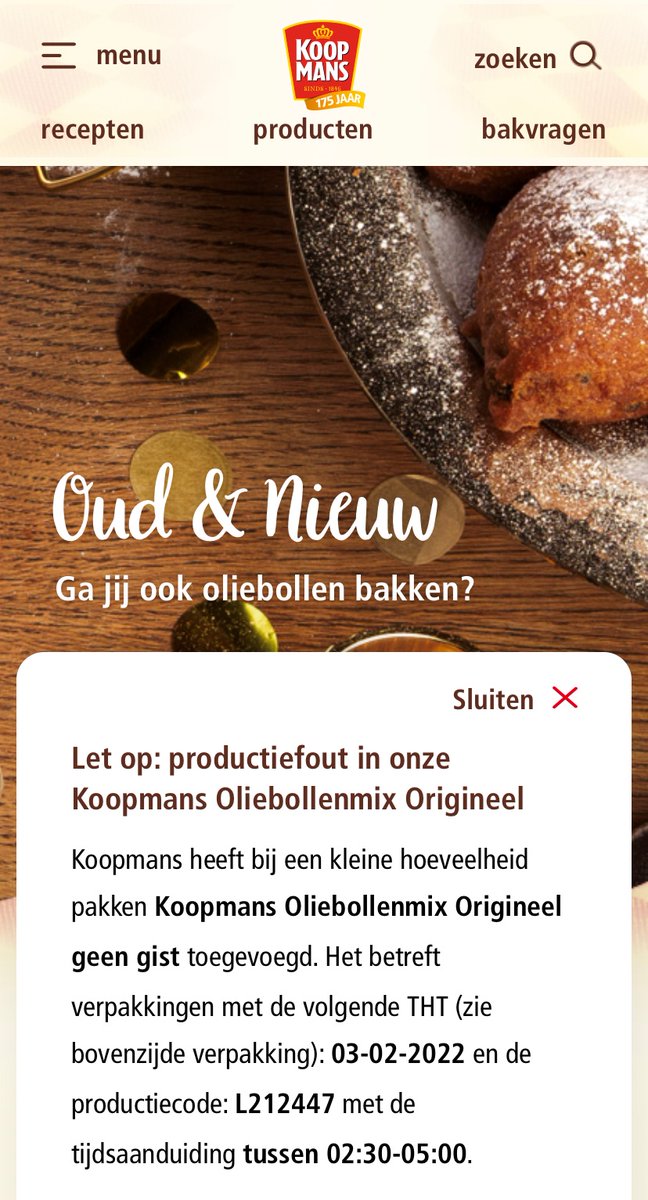 Hahaha Koopmans vergeet gist in oliebollenmix en adviseert NIET zelf gist toe te voegen.

Wij adviseren WEL zelf aan de slag te gaan met het recept van Holtkamp foodtube.nl/oliebollen/
