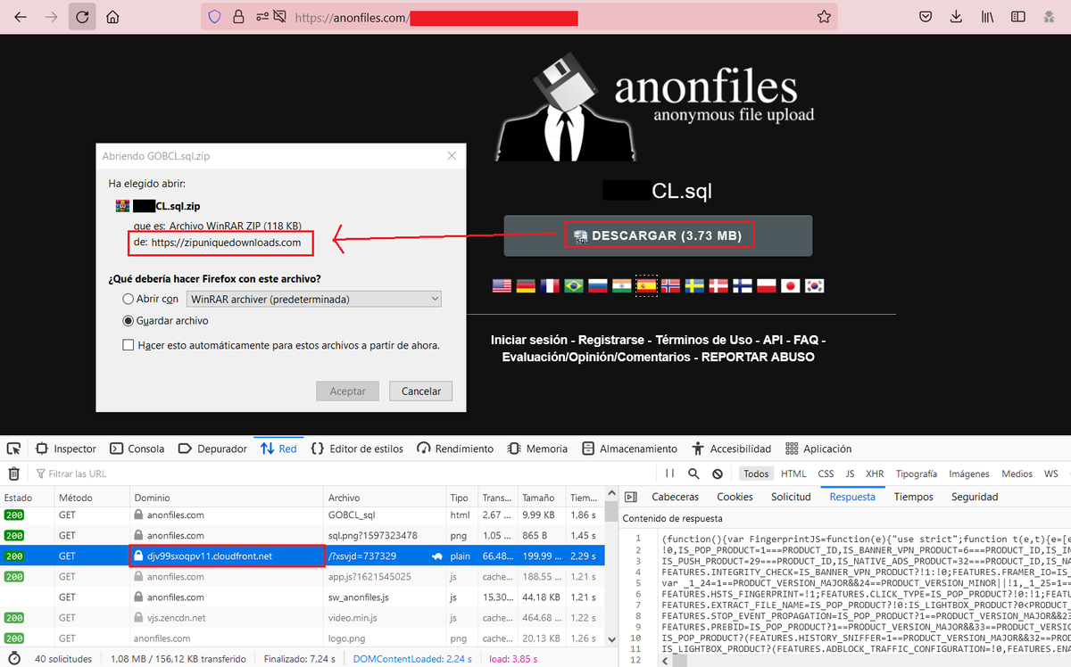 1ZRR4H's tweet photo. 🚨 Continúa campaña de #Malvertising desde el popular sitio @AnonFiles con descarga activa de #RedLine Malware.

+ Descarga tipo "segundo plano"
+ 17 dominios maliciosos.
+ Archivos con el mismo nombre del original. 
+ Y protegidos con contraseña.

IOC: https://t.co/R9SH4lRAUa https://t.co/cebFWge1E4