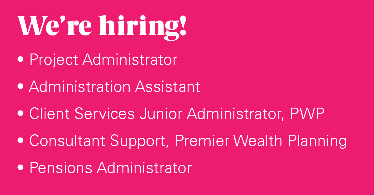 Do you fancy a career change in the New Year? We have some exciting #careeropportunities available including a #ProjectAdministrator, #ConsultantSupport, #PensionsAdministrator &amp; an #AdministrationAssistant.

Find out more about our #careers or to apply:
premiercompanies.co.uk/life-at-premie…
