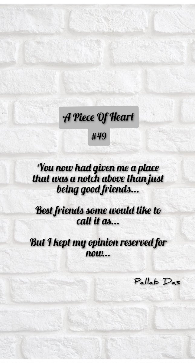 Pallab0309's tweet photo. Heart Says # 49

Hello Friends,

This is a portion from my book 'A Piece Of Heart'...

I will try and pick lines from each chapter and keep posting them...

Please do share if you like reading it ... 📙📖📙 https://t.co/8zSbtcQGXF