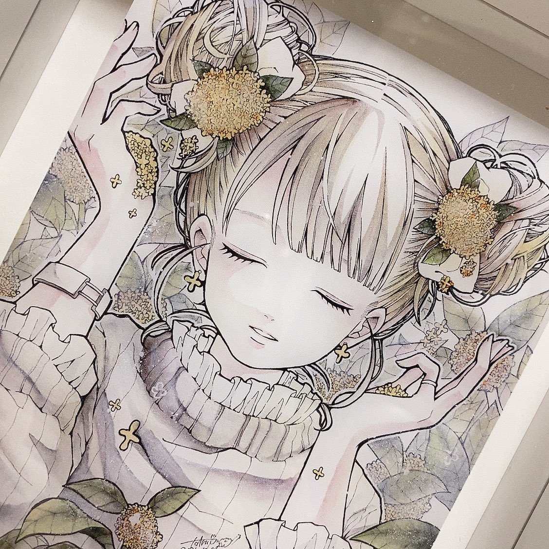 個展のアートフレームのサンプル届いたよー!めちゃくちゃ可愛い🥲💕印刷もとっても綺麗! 