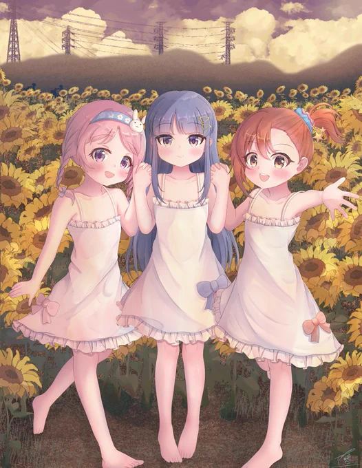 #年の瀬に渾身のイラスト晒すのでフォローしてください 
リトリリと夏休み🌻 