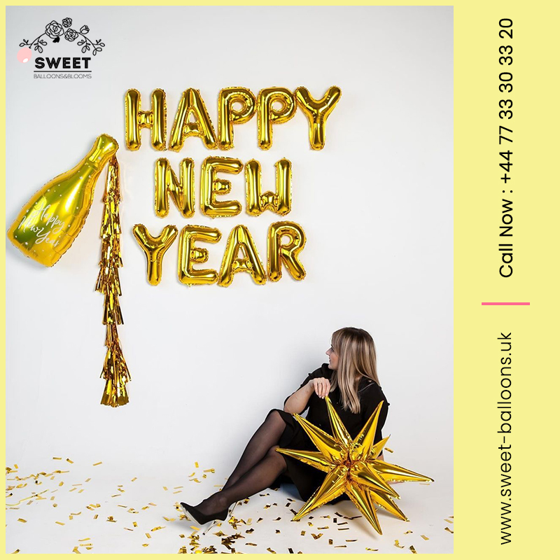 SweetBalloon1's tweet photo. Decorate your new year party venue in a stylish way with golden HAPPY NEW YEAR letters and champagne bottle foil #balloons from Sweet Balloons now. 

Browse our vast range of #party balloons and order now to get contactless delivery anywhere in #London. https://t.co/qFW4Pu0ktp