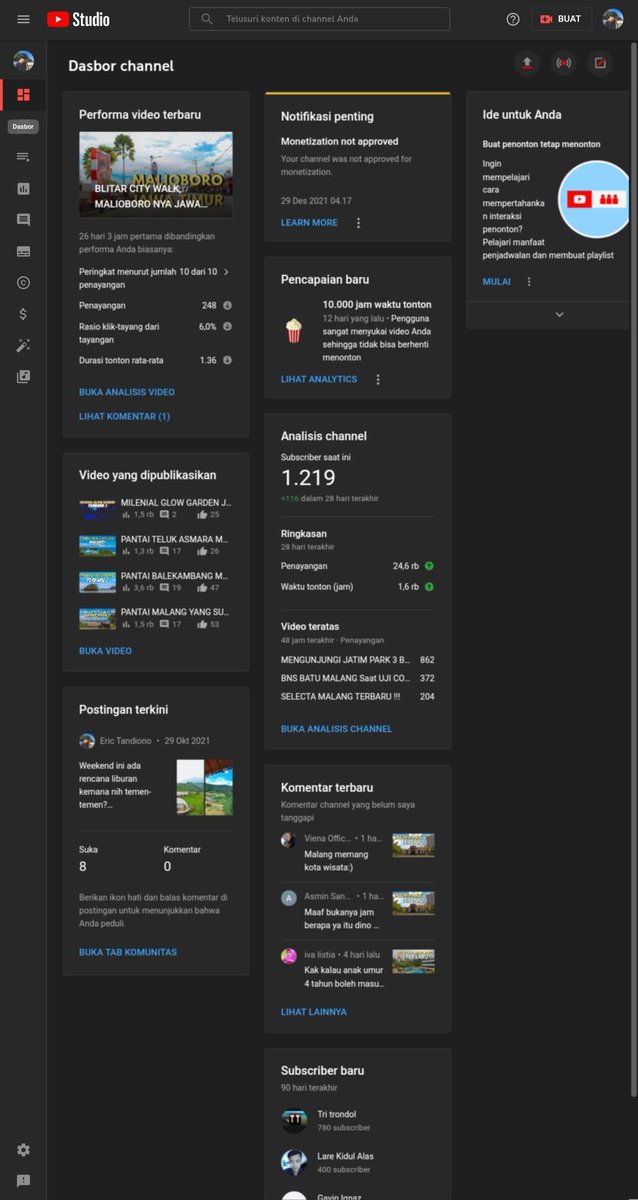 eric_tandiono's tweet photo. @TeamYouTube Hello, I just got my second monetization rejection email with the reason "Currently not eligible for monetization", but I didn't find any violation of youtube monetization policy on my channel, please help to review my channel again, Thank You
https://t.co/AZXkT7zy96 https://t.co/1QX8PvLIPw