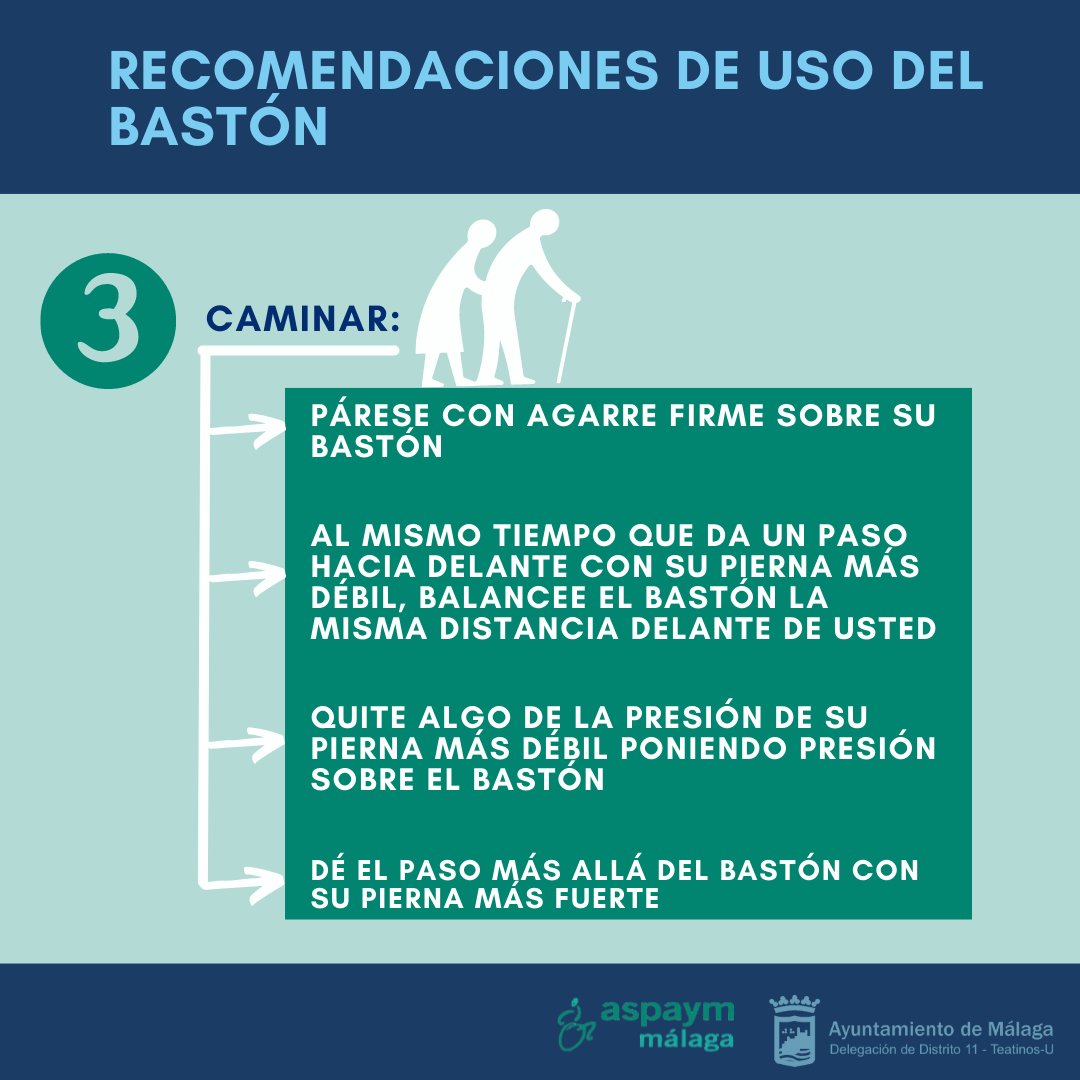 Aspaym_malaga's tweet photo. ♿️👨‍🦳👩‍🦳 Los bastones son un producto de apoyo que nos puede ayudar a prevenir el riesgo de caída:

➡️ Tipo de bastón
➡️ Recomendación de uso
➡️ Caminar, subir y bajar escalones

Vídeo con toda la info (7:18): 
 https://t.co/Ka7WUSe4iC

Financiada por el Distrito 11 del @malaga https://t.co/XfeLvl52bk