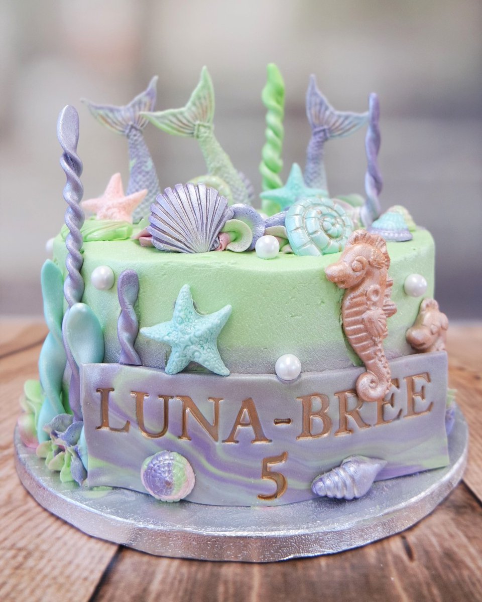 Under the sea mermaid inspired cake in beautiful pastel colours 
#bespokecake #undertheseacake #mermaid #craftycakesexeter