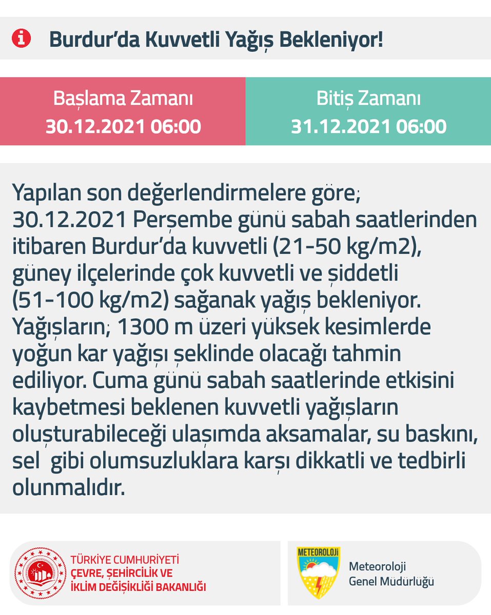 Burdur'da Kuvvetli Yağış Bekleniyor...