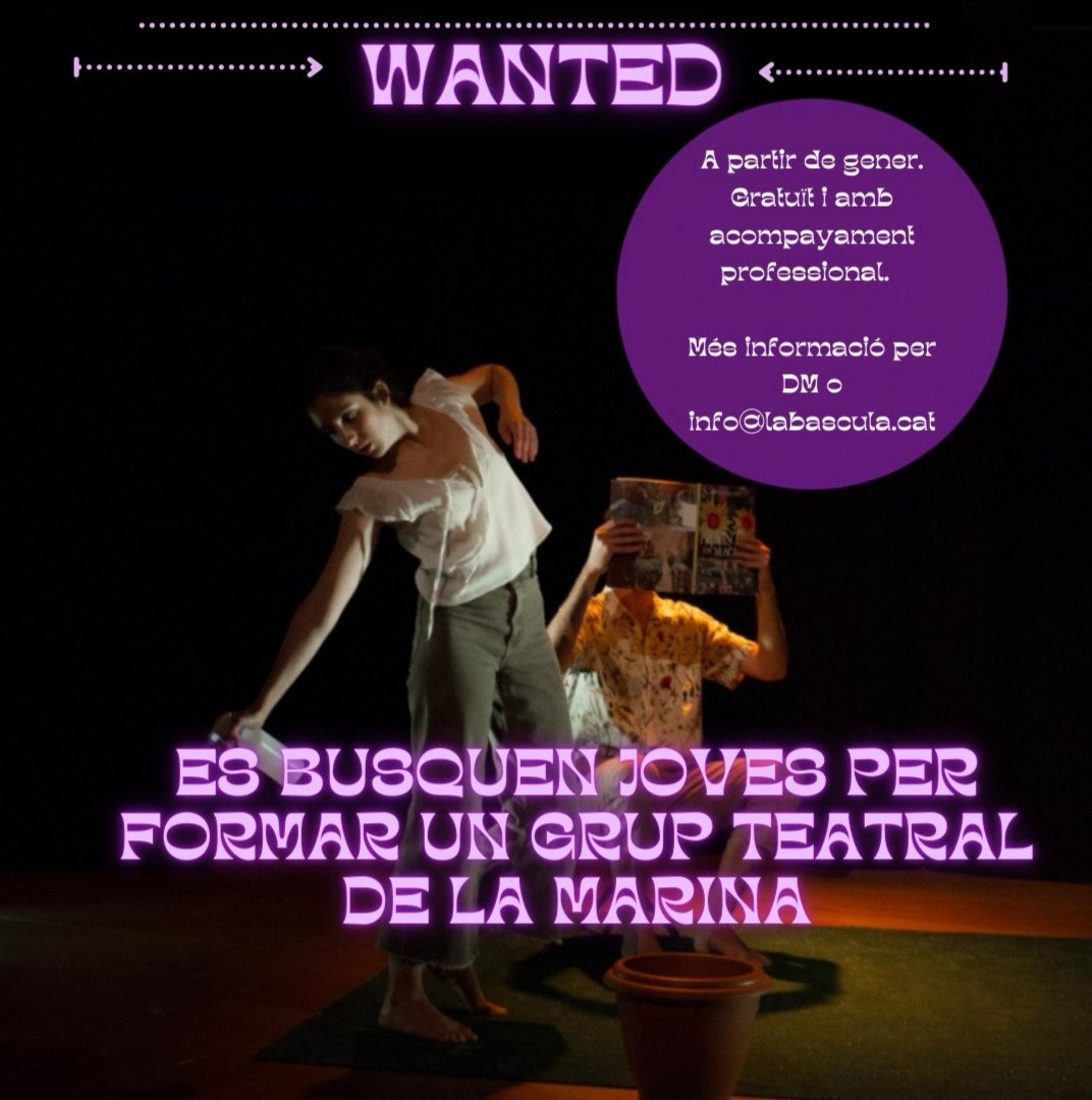 labascula038's tweet photo. Vols fer #teatre ? 
Tens una gran oportunitat i a més, de manera gratuïta!
 Amb Berta Graells podràs provar i gaudir de l'actriu o actor que portes a dins. 

Contacta a info@labascula.cat i t'expliquem sense compromís! 

#nousproposits #joves #art #Barcelona #BCN https://t.co/LqyqkQ4gsG