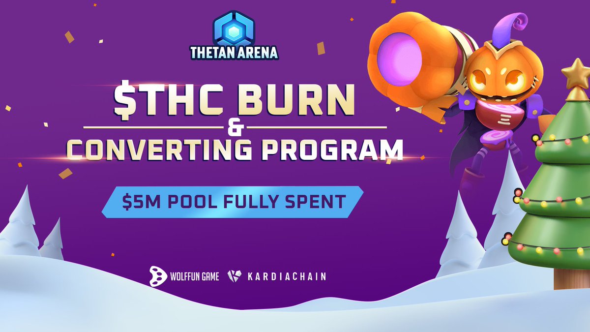 thetan_world's tweet photo. The entire $5M pool of #ThetanArena 's $THC burn and converting program has been FULLY SPENT.

Congratulations.

To those who missed this first program, do not worry. Thetan Arena will SOON reveal more upcoming opportunities.

STAY TUNED

@WolffunGame @KardiaChain https://t.co/kuMJIiI3i3