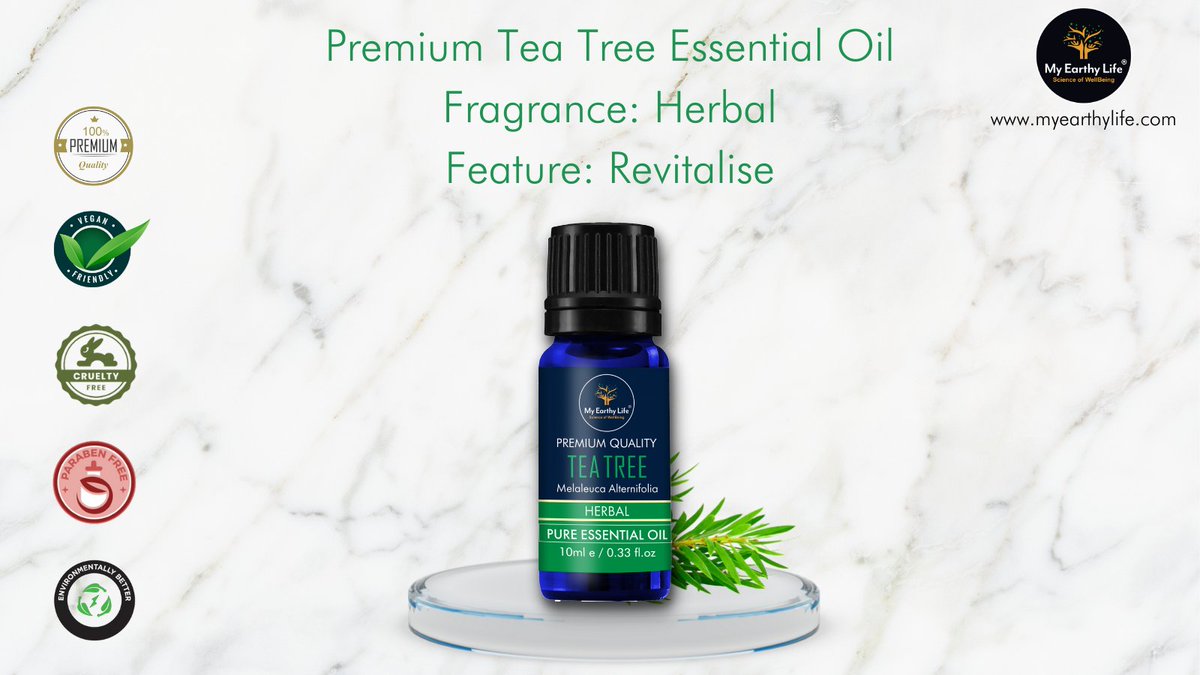 MyEarthyLife's tweet photo. Tea tree essential oil has captivating herbal and floral fragrance with a camphor-like solid aroma. Visit the link below to order now:
https://t.co/nV6iQg9bg0

#myearthylife #essentialoils #teatreeessentialoil #vegan #crueltyfree #amazon #buynow #certifiedorganic https://t.co/faocck8gsB