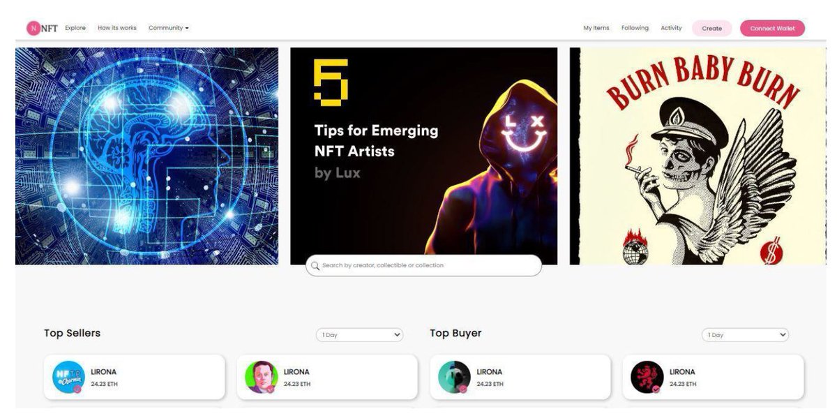 Lattice_NFT's tweet photo. This is a sample from our developers of how the first page of our NFT Marketplace will look like, a lot more sneak peaks to come soon, As we said we expect having the NFT Marketplace close to our launching, only big thing ahead. LFG🎉 https://t.co/wXTRkiQf5h