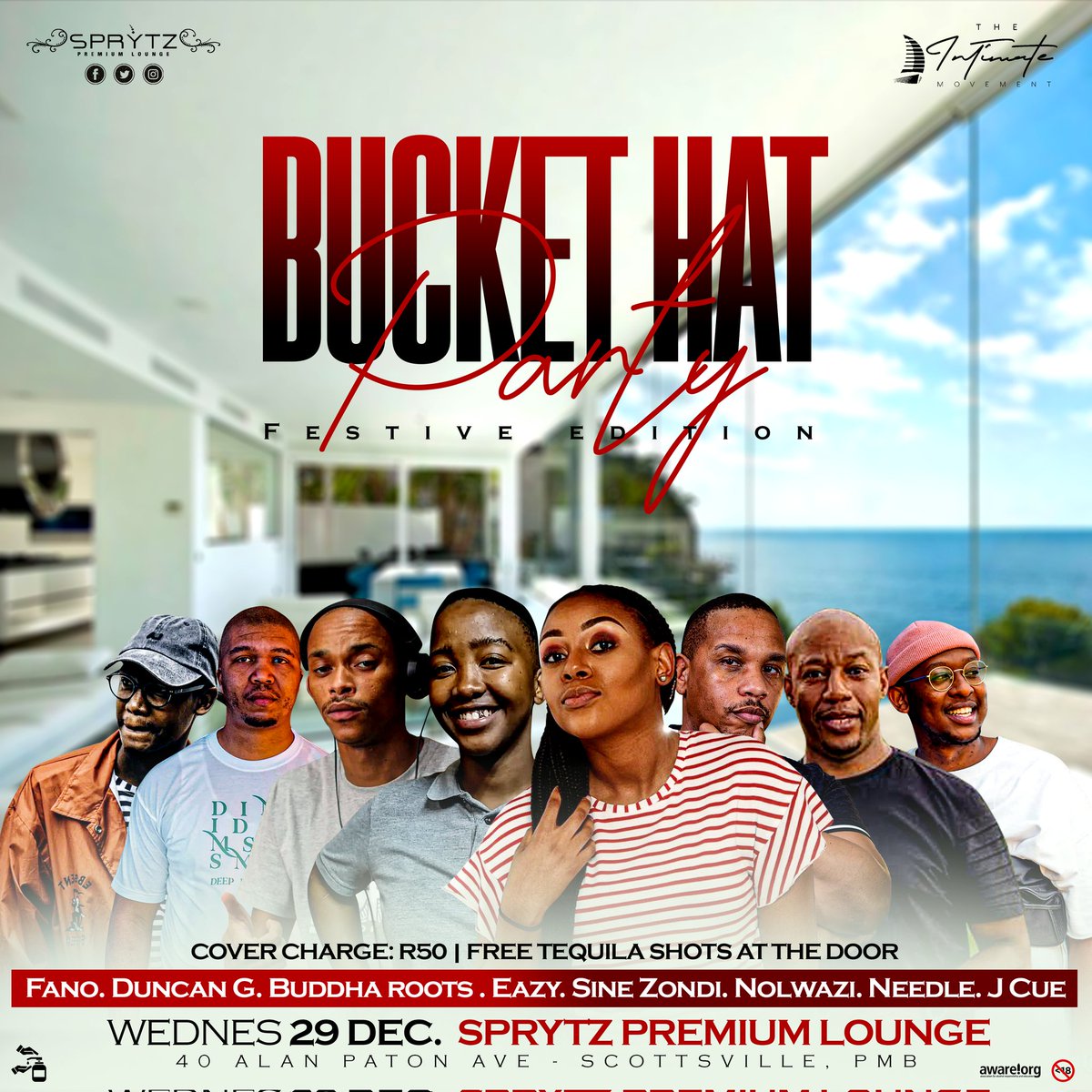 TsotsiWaseJapan's tweet photo. #BucketHatParty
π 29 December 2021
π Sprtyz Premium Lounge
Come through for some intimate groove πΆππ½ https://t.co/kq5ybDjoBt