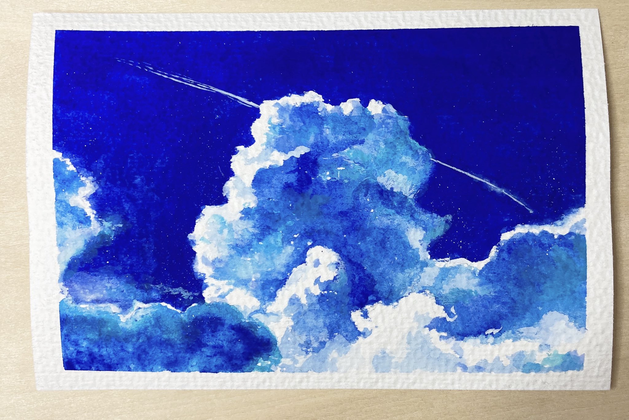 絵画　空　雲　飛行機雲　原画　インテリア　アート 71A9M2S48JL._UF350,350_QL80_.jpg