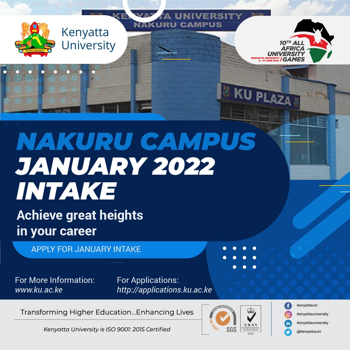 KenyattaUni's tweet photo. Cultivate an environment that nurtures excellence and high standards of professionalism in teaching, learning, research and community service. #JanIntake #Jan2022Intake #admissions #Intakes https://t.co/R6hpzrT2FQ #Postgraduate #Undergraduate #VirtualLearning #TPD https://t.co/8InVGkDuOE