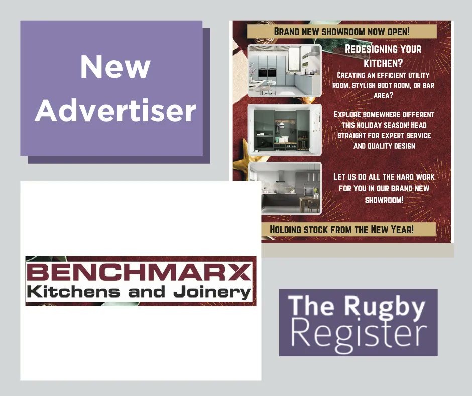 We would like to welcome Benchmarx to The Rugby Register. You can visit their showroom in Travis Perkins, Somers Road, Rugby. See page 18 for more information or visit the digital version of the magazine on our website. rugbyregister.co.uk
#rugbyregister #supportlocalinrugby