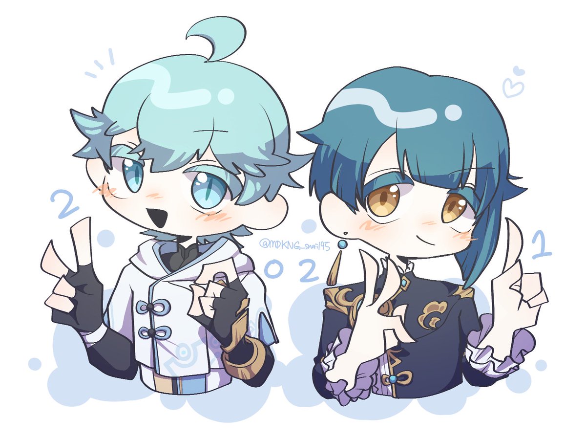 MDKNG_snail95's tweet photo. 親友ちゃんで描き納め！2021年ありがとうございました💞
#Chongyun #Xingqiu https://t.co/mhoBZskB5U