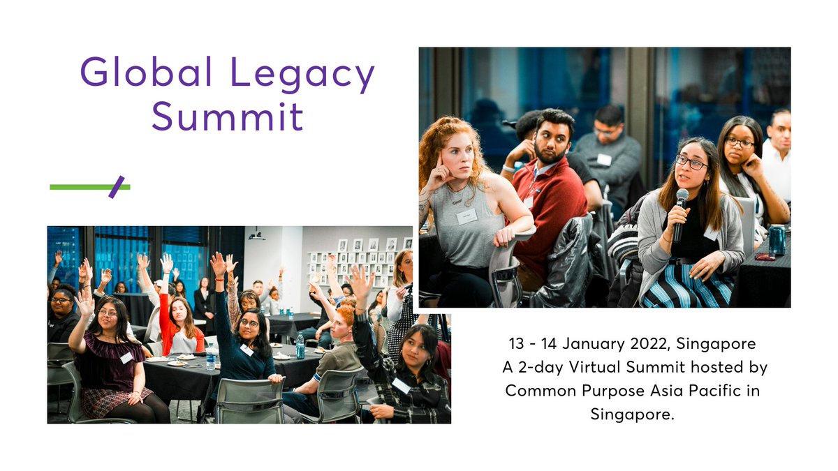Calling all Common Purpose Legacy Alumni to our Global Legacy Summit!

Summit brings together young alumni largely between the ages of 17–25 years from different Legacy programmes across the globe and all walks of life onto a common platform.

Save the date: 13 &amp; 14 January 2022