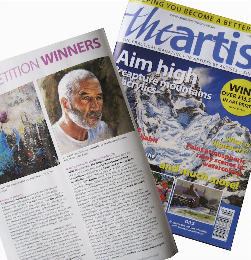 Oh ! I am thrilled to see my portrait of Colin in the February edition of The Artist magazine 🙂 @artpublishing . I entered it into the SPWMO open competition in the portrait/ figurative and was so happy when it won  🥰 #portrait #oilpainting