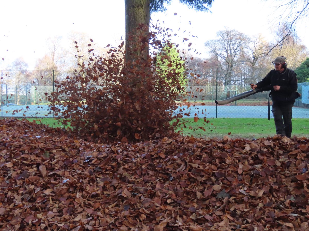 At this time of year we are reflecting on those who worked hard in 2021 to help keep Glenalmond running smoothly, including our grounds, facilities &amp; maintenance teams. These dancing leaves created a magical scene as they were rounded up on Front Avenue! #glenalmondlife #teamwork