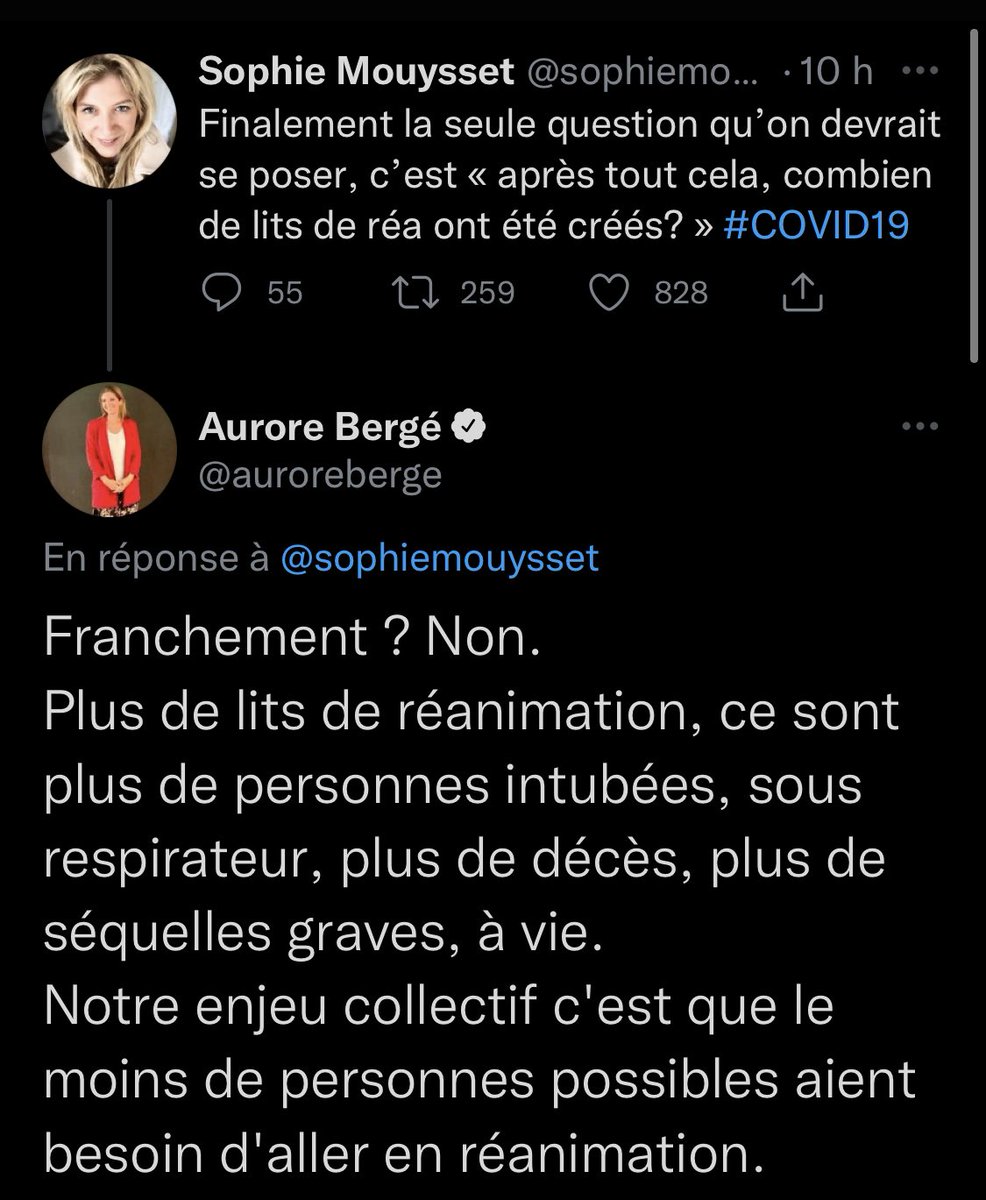 L'inimitable <a href="/auroreberge/">Aurore Bergé</a> a supprimé ce tweet : on y apprenait que créer des lits de réa conduirait à plus de décès. 🤔

On comprend pourquoi le gouvernement a continué à supprimer des lits à l'hôpital depuis le début de la pandémie : c'est pour sauver des vies.

Merci Macron !
