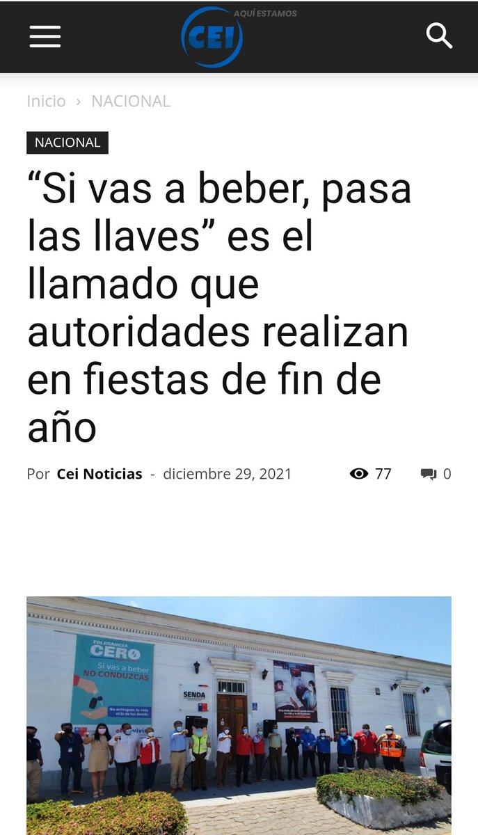 Senda_Tarapaca's tweet photo. 🗞PRENSA| Medios locales destacan el llamado a la comunidad que realizan autoridades regionales en fiestas de fin de año "Si vas a beber, pasa las llaves" enmarcada en la campaña #ElÚltimoCarrete de @Senda_gob 

¡Cuidémonos entre todos!
#YoElijoBien https://t.co/gFO51NaJ7J