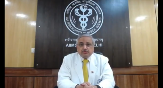 ANI's tweet photo. We're also prepared from the point of view of individual immunity. A large number of us have either got immunity because of vaccination or due to natural infection. Don't panic, stay alert: AIIMS Director Dr Guleria in a video message

(Source: AIIMS New Delhi Twitter handle) https://t.co/8RLQ5b3764