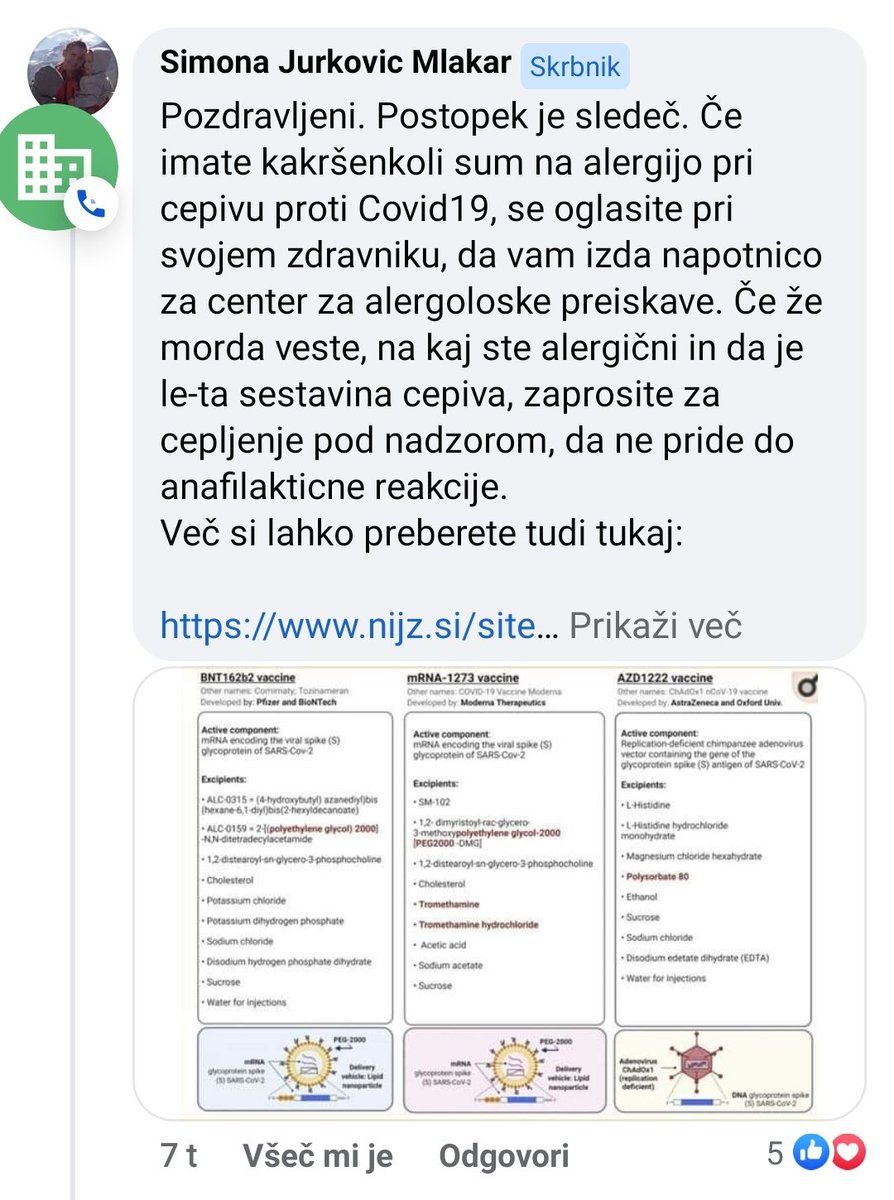 KranjcanS's tweet photo. Sestavine cepiva niso znane (niti približno vse), zato nimate kaj pošiljati ljudi na preiskave. Da pa človeku priporočate,da se vseeno cepi in zaprosi,da nekdo zraven stoji z defibrilatorjem (just in case),.....kaj se ljudje greste..na kaj pristajate 🤦😫 #scienceMamas https://t.co/kMTsoG7zDT