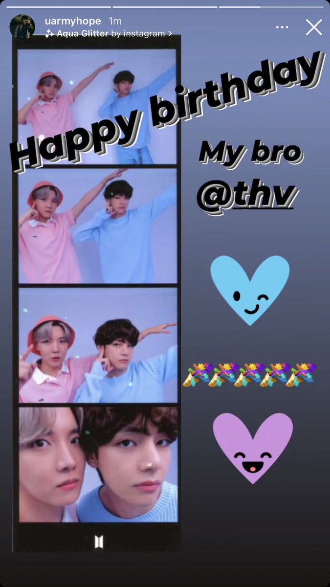 EHEHo_o's tweet photo. user uarmyhope aka hobi greeting taehyung by posting on his ig story 😭he be greeting a million times and doesn’t care at all that’s so cute and sweet pls https://t.co/TjXcFYr0el