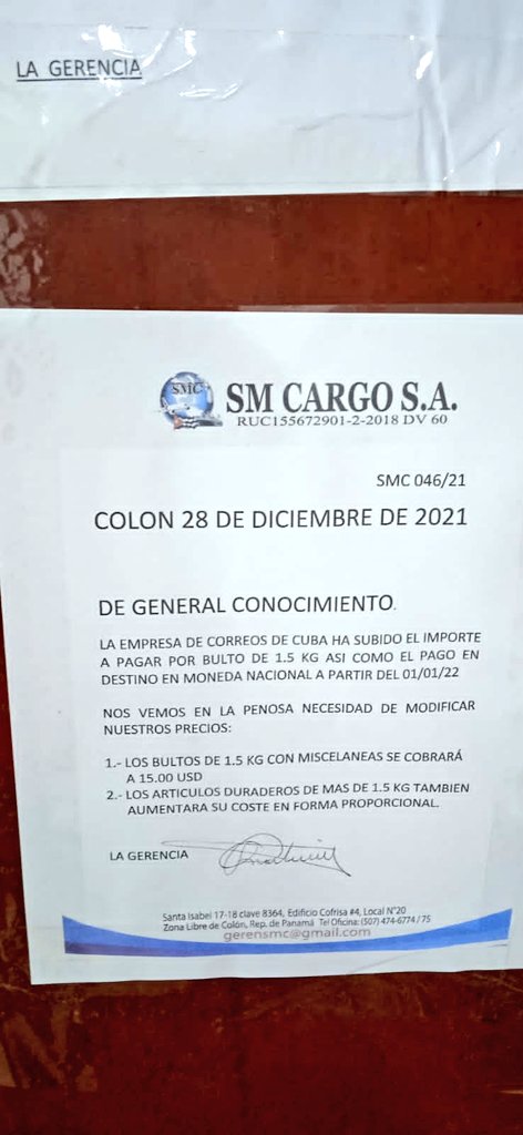 Ya no hayan cómo sacarnos los dólares...otro aumento más para el cubano,ahora por parte de @CorreosdeCuba, si van a subir el precio para supuestamente ayudar al que vive en Cuba y no tiene dinero para pagar los paquetes al recogerlo,HÁGANLO A DECISIÓN DE CADA REMITENTE ENTONCES