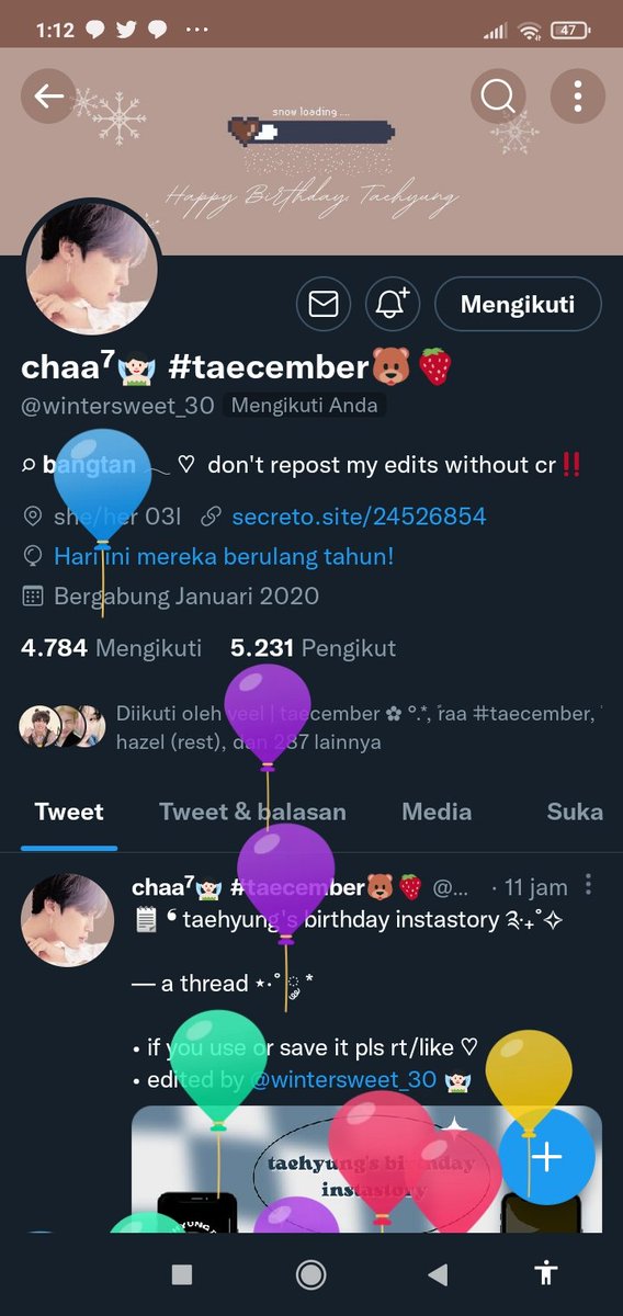 ๐๐๐๐๐๐๐งธโจ tae birthday&my birthday๐ tweet media